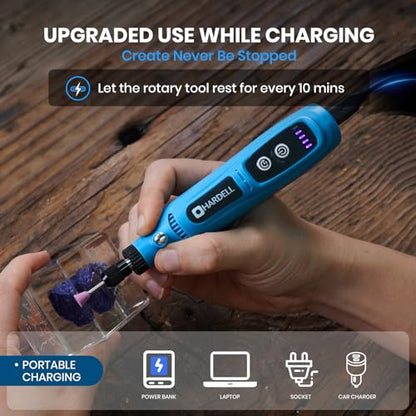 HARDELL Mini Cordless Rotary Tool 4V, 5-Speed 42pcs DIY Craft Tool Kit - color: Blue