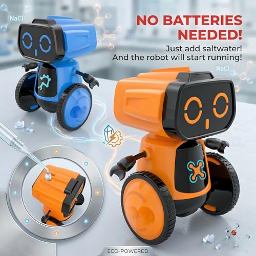 STEM Salt Water Robot Kit, No Battery, DIY,Eco-Friendly,5+（Blue） - color: Blue