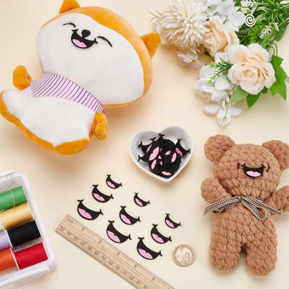 FINGERINSPIRE 30 PCS Felt Mouth for Dolls 3 Size Pink Black Felts Mouths - color: Pink Black 2
