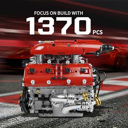 V8 Engine Model Kit, 1370 PCS Build Your Own Visible Car Motor