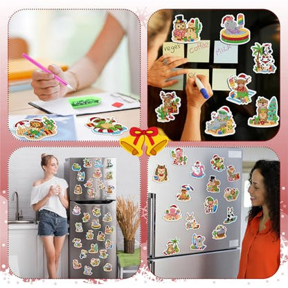 Xuhal 30 Pcs Christmas Diamond Painting Magnets Diamond Art Kits for Adults - color: July Christmas
