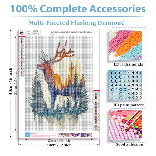 Deer Diamond Art Kits for Adults, Diamond Painting Kits 14x14 Inch - color: Style 20