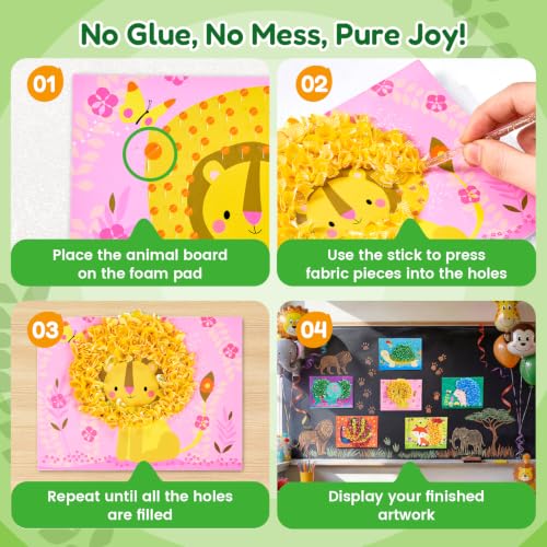 JoyCat 24 Pack Animal Poke Art Party Favors, Mess-free Craft Kits Ages 4-8