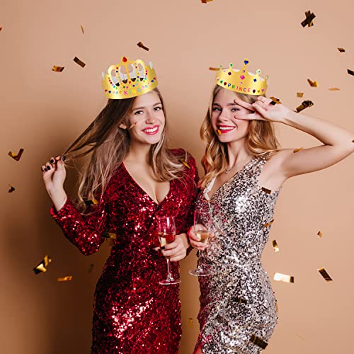 Gold Paper Crowns, Diy Birthday King Crowns Craft to Decorate, Paper Prince Princess Crown Hats for School Classroom - style: 28 (15 Crowns+13 Sticker Gems)