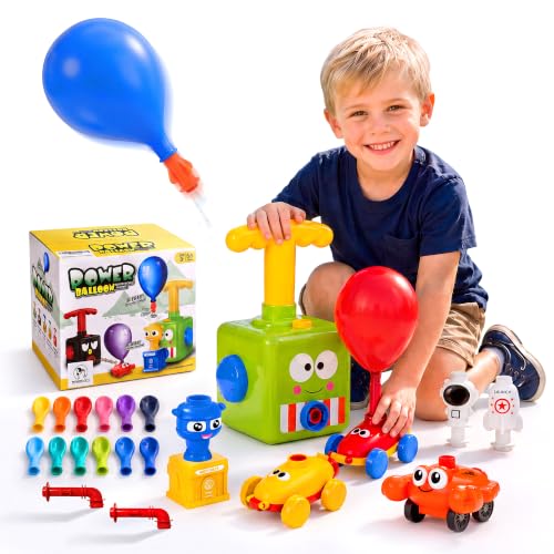Balloon Launcher with Inertia Car Toy Set for Kids Ages 3 and Up - color: Green