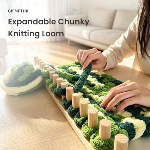 GIFMFTHK Lightweight Solid Wood Chunky Knitting Loom Kit -30" Modular Frame - size: 30 Inches