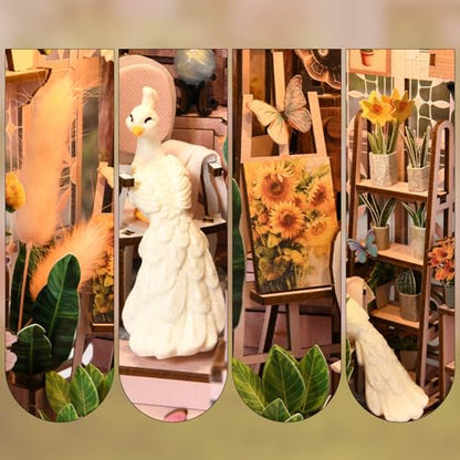 TOYQI Book Nook Kit, DIY Miniature Dollhouse Kit for Adults and Teens - color: Greenhouse