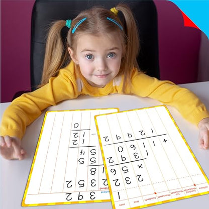 8 Packs Division Whiteboards, Double Sided Dry Erase Board Writable and Erasable Math Learning White Board for Kids, Students, Classroom and Home (Each Measures 12” x 9”) - color: Division Whiteboards