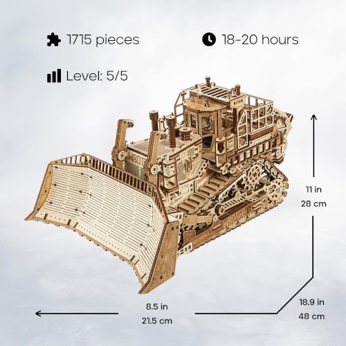 Wood Trick Terrain Titan Bulldozer 3D Wooden Puzzles for Adults to Build