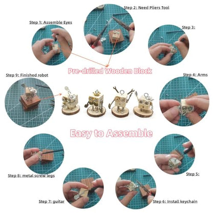 DEUXPER Mini Steampunk Robot Model Building Kit, Repairman Style - style: Repairman+Keychain