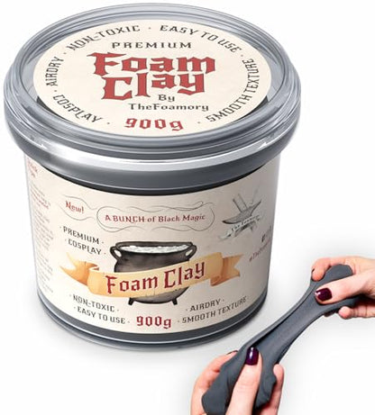 The Foamory Black Cosplay Foam Clay (900g) High Density Air Dry Craft Clay - color: Black, size: 900g