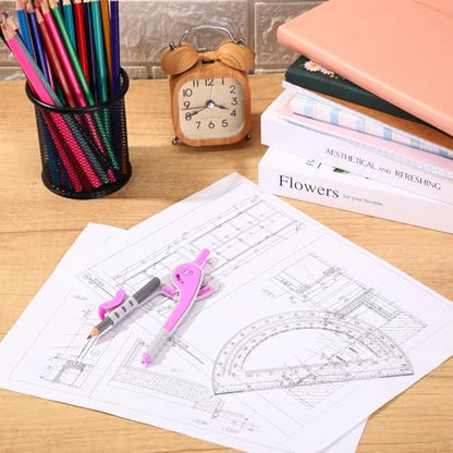 Eboot Student Geometry Math Set, Drawing Compass and 6 in, Lavender Purple - color: Lavender Purple