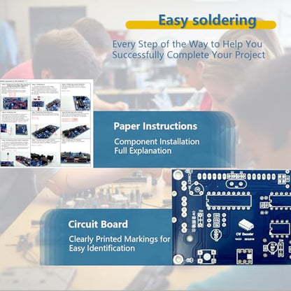 EIELE Soldering Practice Kit Morse Code Decoder CW Morse Code Practice CW Audio Input Excellent Soldering Practice Project Ideal for School Teaching and Beginners （Requires Soldering）