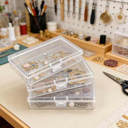 12 Pack Rectangular Clear Plastic Storage Containers - size: 5.3 x 3.1 x 1.18 inch