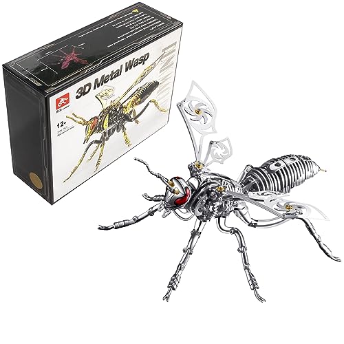 OreilleStar 3D Metal Puzzles for Adults Model Kits of Northern Giant Hornet Mechanical Wasp Building Blocks, Difficult DIY Assembly for Men (3D Metal Wasp-Silver) - style: 3D Metal Wasp-Silver