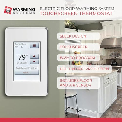 80 Sq Ft 120V Electric Floor Heating System Mat Kit - size: 80 Sq Ft (120 Volt)