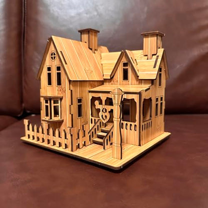 Log Cabin Mini House 3D Wooden Puzzle Building Kit for Adults Teens