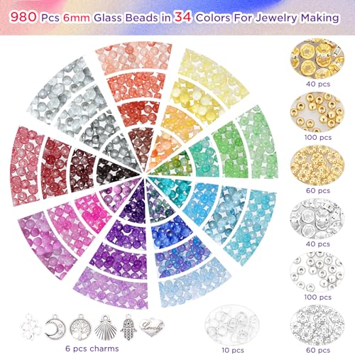 6mm Glass Beads for Jewelry Making, 1396pcs Ink Patterns Crystal Beads - color: #3 Ink Patterns, size: 6mm