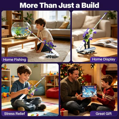 Mechanical Fishing Rod Building Set, STEM Engineering Kit for Kids