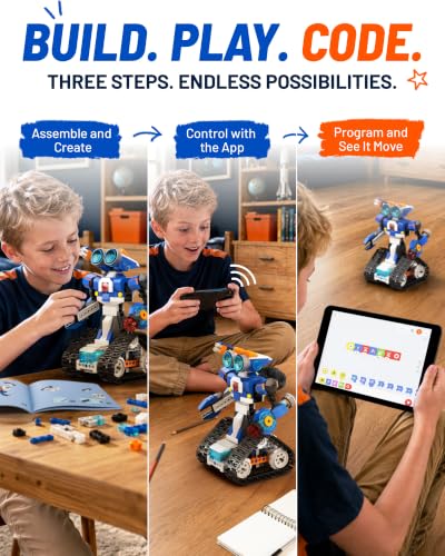 Apitor STEM Coding Robot Toy 6-in-1 Building Kit for Boys 8-12 480 Blocks - style: Robot J(Advanced-level)