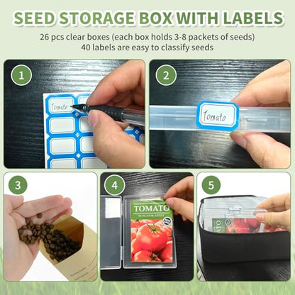 Boczif 26 Slot Seed storage Organizer Box Hold 80 to 100 seed packets - size: 26 slots