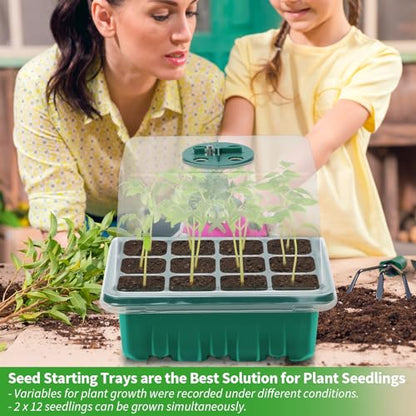 Seed Starter Trays with Grow Light Kit, 4 Pack Plant Greenhouse Propagator - size: 4-Pack (Green)