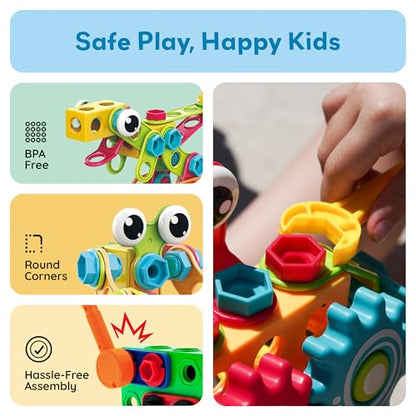 PicassoTiles STEM Learning Toys 250 Piece Building Block Kids Construction Engineering Kit Toy Blocks Children Early Education Playset w/Free IdeaBook, Power Drill, Clickable Ratchet, Age 3+ PTN250 - color: 250pcs Transformation