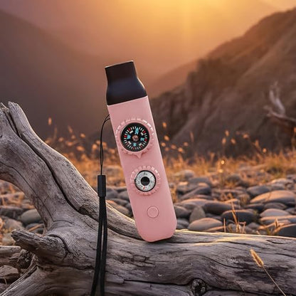Multifunctional Survival Emergency Whistle for with Compass Hiking Survival, Thermometer & Neck Lanyard | Emergency Safety Gear for Hiking, Camping, Kayaking, Boating, Climbing - color: pink2pcs
