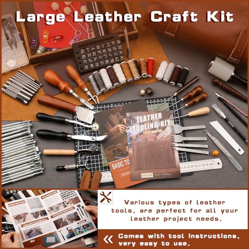 TLKKUE Leather Tooling Kit Leather Craft Tools Leatherworking Kit