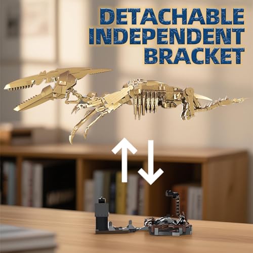 Pterosaur Dinosaur Skeleton Building Blocks Detailed Fossil Model with Adjustable Wings & Joints STEM Learning Construction Toy Educational Gift for Kids Teens and Paleontology Fans - style: Pterosaur Fossil