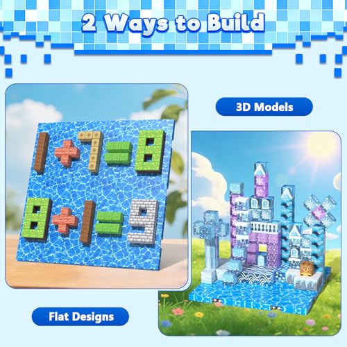 8PCS 4" x 4" Magnetic Building Block Base Plates for Kids, Strong Grip Magnetic blocks Base Compatible with Most Popular Magnetic Blocks & Cubes, STEM Educational Toys for Boys Girls Ages 3+ (Water） - color: 8pcs Water