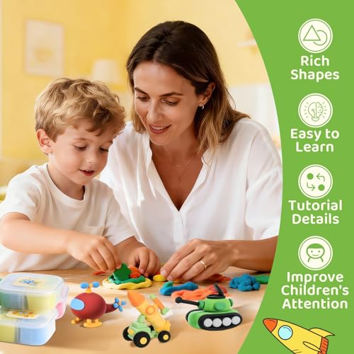 Both idea Air Dry Clay Air Kit Dry Modeling Set for 3-12 Kids Air Foam Tools DIY Clay Crafts, Air Dry Arts Clay Kits Modeling Clay Kit, Craft for Boys Classroom Birthday Party Toys - style: Camouflage World