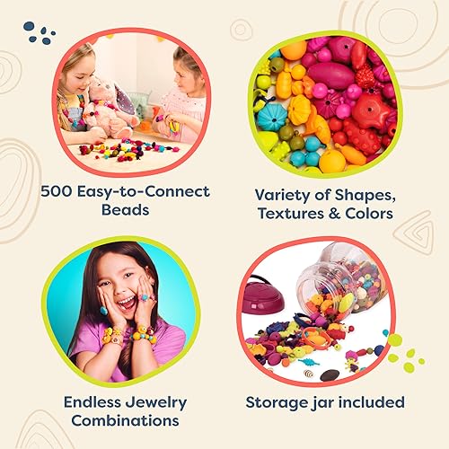 B. toys Pop Arty! Pop Beads Jewelry Making Kit, 500 Pieces, Arts & Crafts