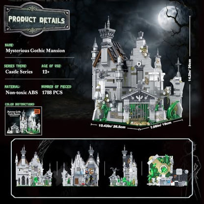 Mysterious Gothic Castle Mansion Building Blocks for Adults, 1788 PCS