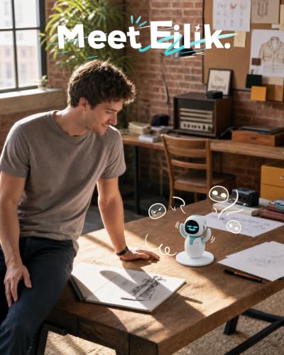 ENERGIZE LAB Eilik –Your Desktop Companion Full of Personality with Expressive Animations & Reactions, Touch-Responsive Play, Mini Games, Robot for Adults & Kids