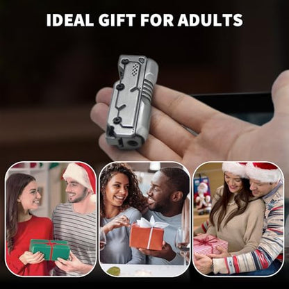 SKEDC Machine Soul Fidget Toy for Adults, Metal Fidget Slider Fidget Clicker Toy, Simulated Loading & Ratchet Play Stress Relief Toy ADHD Tools Cool Gadgets for Men (Silver) - color: Silver