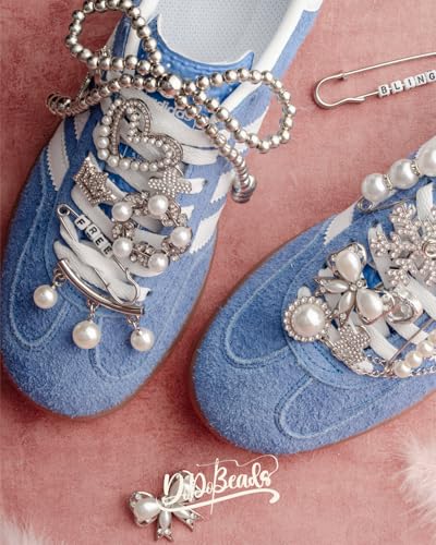 DoDoBeads 332 Pcs Junk Socks Charms Kit, Silver Shoe Charms for Sneakers, Pearl and Rhinestone Sock Charm with Safety Pins, DIY Accessories for Decorating and Personalizing Socks - style: Silver Frost