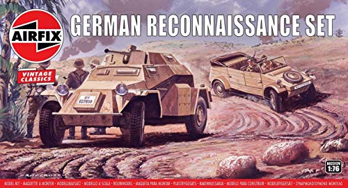 Airfix Model Tank - A02312V German Reconnaissance Set, Plastic Model Kits for Adults & Kids 8+, 1:76 Scale, Skill Level 2, WW2 Theme Military Models, World War 2 Tanks - style: German Reconnaissance Set