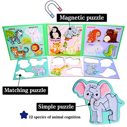 Magnetic Puzzles for Kids Ages 3-5, Travel Toddler Animal Puzzle Toy - style: Animal