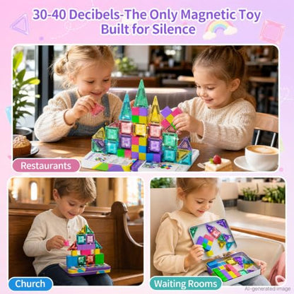 Travel Magnetic Tiles Building Set STEM Educational Building Toys - style: 3 in 1 Compatible
