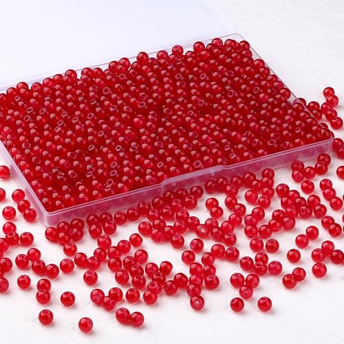 500Pcs Red Glass Beads for Bracelets - color: Red