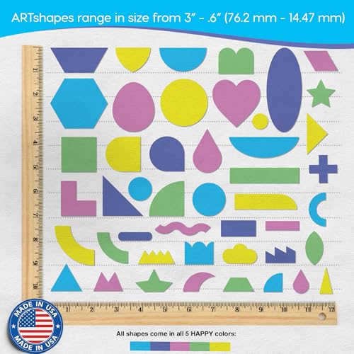 ARTshapes Punch-Out Paper Shapes, Happy, 840 Piece, Classroom Decor - color: Purple,Pink,Yellow,Green,Blue