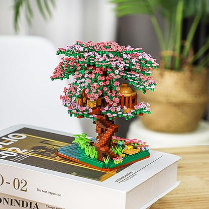 NEWABWN Cherry Blossom Bonsai Tree Mini Micro Building Set, Japanese Sakura Tree House Model Sets for Adults, Flowers House Mini Bricks Building Kit, Creative Gift Toys for Teens 14 (2138PCS) - style: B