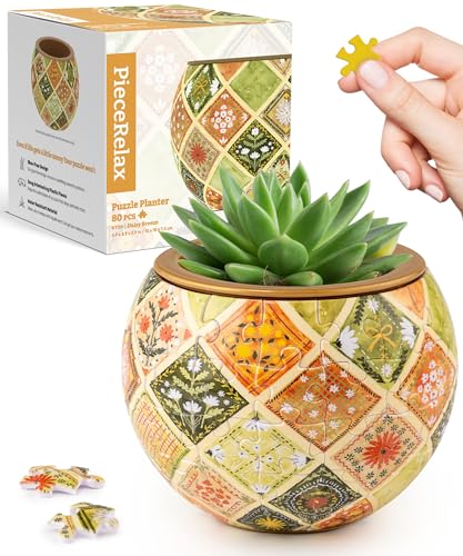PieceRelax Unique 3D Puzzle Planter - 80 Plastic Pieces [K1129] - color: Daisy Breeze