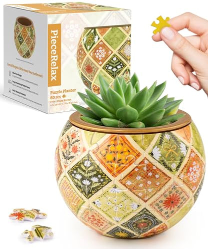 PieceRelax Unique 3D Puzzle Planter - 80 Plastic Pieces [K1129] - color: Daisy Breeze