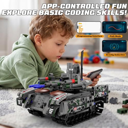 Robot Building Kit with Remote Control STEM Gift for Boys Age 6-14 | Birthday Gift for Boys Girls Ages 6-14 | 389PCS 5-in-1 Robot | APP + Remote | Engineering kit | Rechargeable |Educational - color: K96152