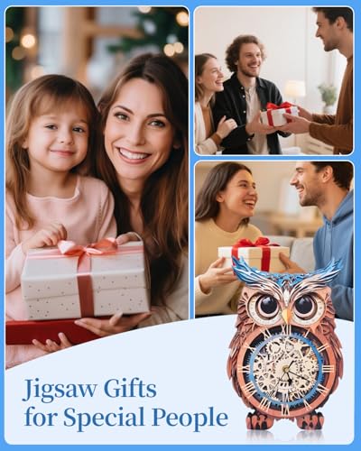3D Puzzles for Adults, Owl Clock 3D DIY Model Kit Crafts