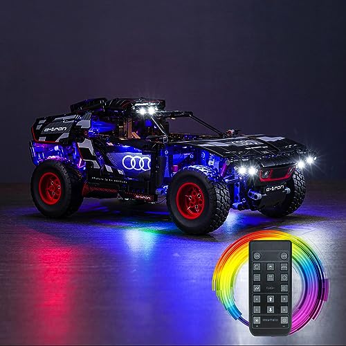 Upgraded Led Light Kit for Lego Technic Audi RS Q e-tron Building Set, Remote Control Compatible with Lego 42160 (Model Not Included) - style: RC Version Light Kit 42160
