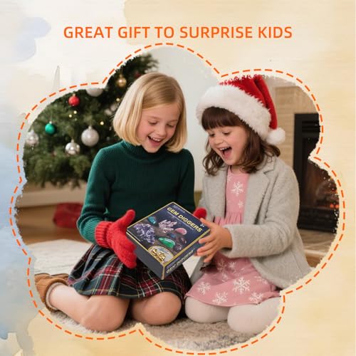 Gemstones Dig Kit Earth Science Kits for Kids Age 6-8-12-14, Birthstone Gemstone Dig Kit, Geology Kit with Break Your Own Geodes, Rock Mining Kit Birthday Gifts Toys for Boys Girls