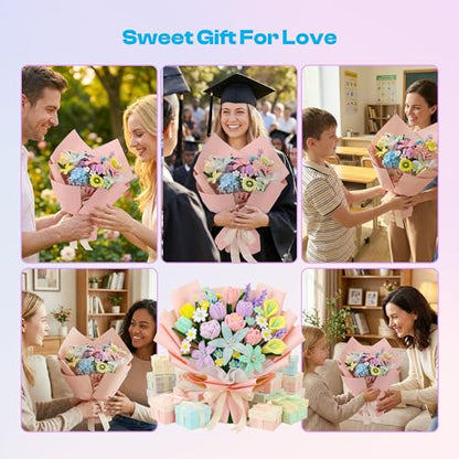 Caydo 700 Pieces Pipe Cleaner Flower Kit with 16 Flowers Videos, 7 Colors